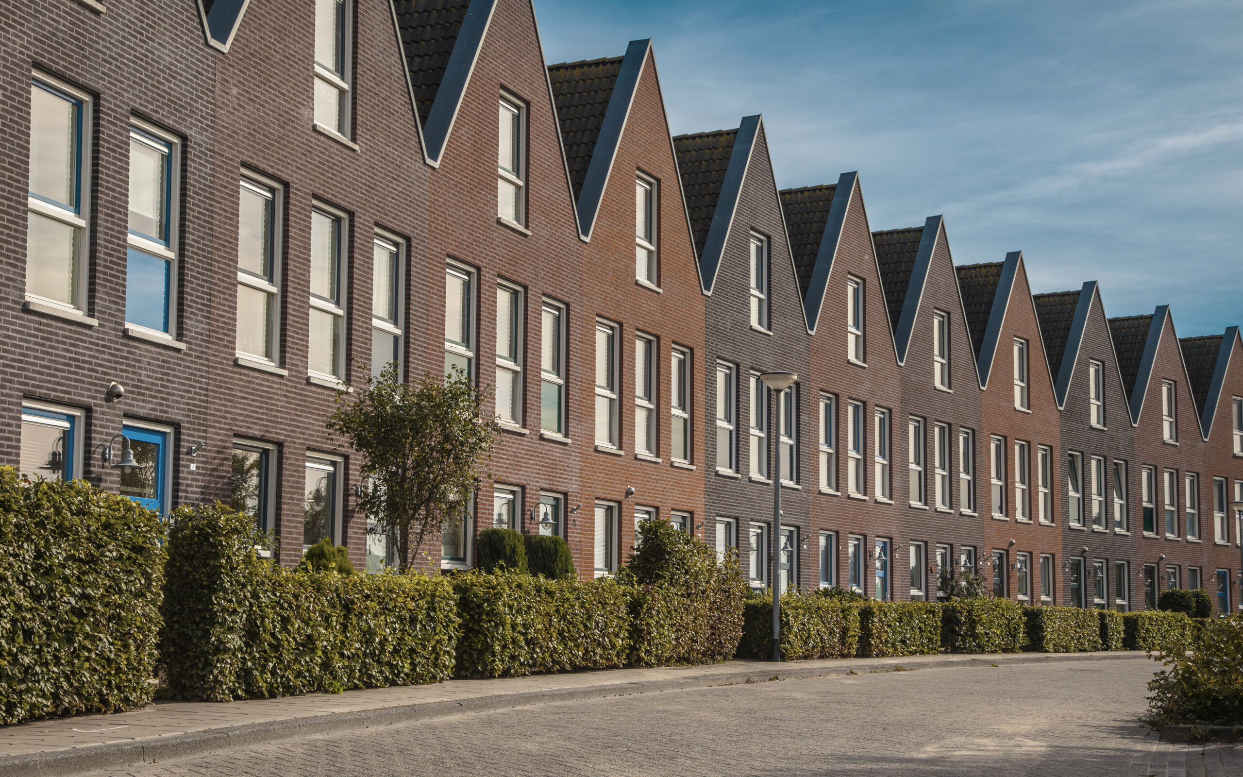 Facade in row of Modern Real Estate Family houses in a suburban area in Europe